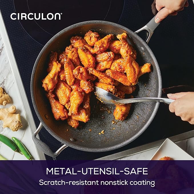 Circulon A1 Series with ScratchDefense Nonstick Induction Cookware Stir Fry Pan, Wok Pan, 13.25-Inch, Graphite - Image 4