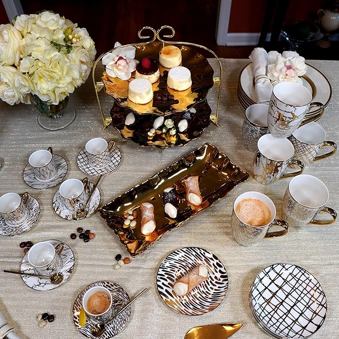 Matrix Gold Porcelain Coffee & Tea Mug Set – Premium Fine Porcelain with Elegant Gold-Plated Finish, Luxury Drinkware for Everyday Dining, Entertaining & Special Occasions - Image 6