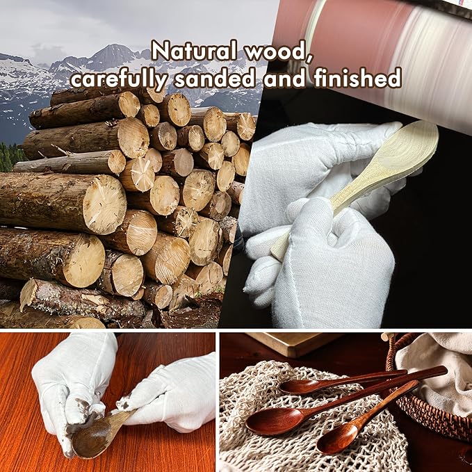 Wooden Spoons Set - 12pcs (6pcs 9in & 6pcs 6in), for Eating, Mixing, Stirring, Coffee, Tea, Jam, Bath Salts - Image 6