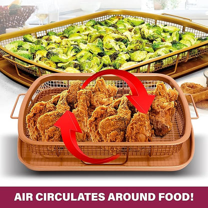 Gotham Steel Baking Sheet with Air Fry Rack,16.5” x 12.5”,2 Pc Multipurpose Air Fryer Tray and Cookie Sheet Pan for Oven,Use as Cooling Wire Rack,for Cooking,Pizza,Bacon,Dishwasher Safe,(Pack of 6)