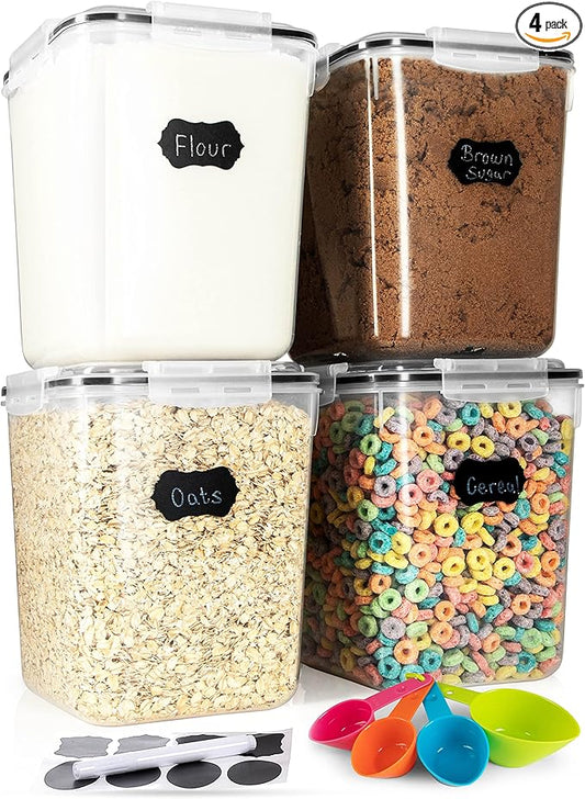 Storeganize Flour Sugar Storage Containers (5.3L/4pk) Great Rice Canisters Sets For The Kitchen pantry, Large Food Storage Containers With Lids Airtight by Storeganize