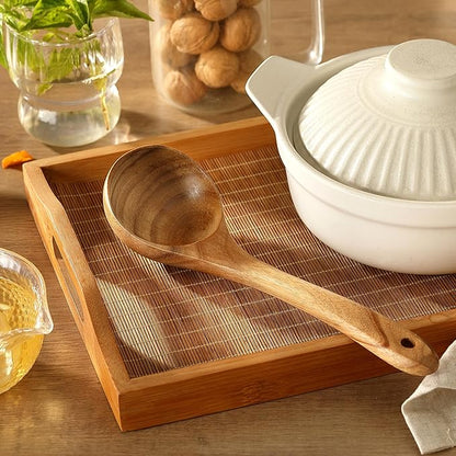 Ladle, Kaloo Teak Acacia Wooden Soup Ladle Spoons for Cooking, 10.6 inch, Gift Box Included - Image 9