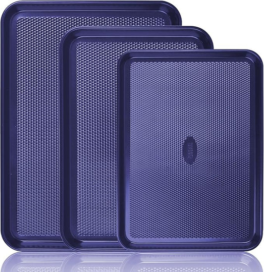 Baker's Secret Non Stick Baking Sheets, Set of 3 Cookie Sheets for Oven, Diamond Texture Premium Air Flow, Extra Thick 0.6mm, PFOA PFOS PTFE and PFAS Free Bakeware, 3 Sizes by BakersSecret