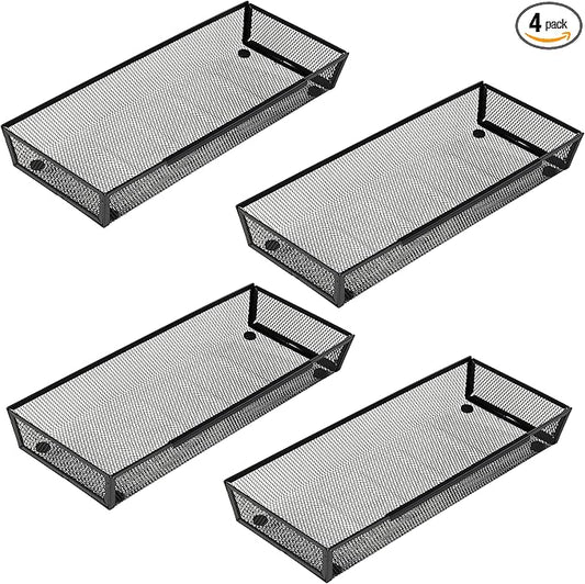 Mesh Tray Silverware Drawer Organizer Utensil Cutlery Tray Office Supplies Organizer for Flatware, Knives,Home,Office, School,Bedroom 15X6'' Black