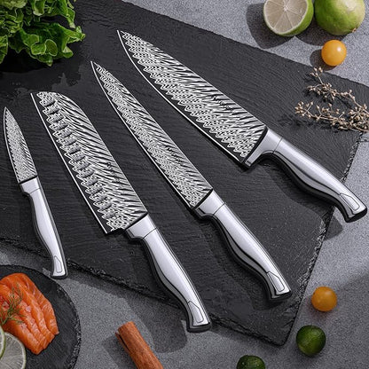 Knife Set, Astercook 15 Pieces Kitchen Knife Set with Built-in Sharpener, German Stainless Steel Knife Block Set, Razor-Sharp Knives with Full-tang Handle, Dishwasher Safe, Mothers Day Gifts - Image 2