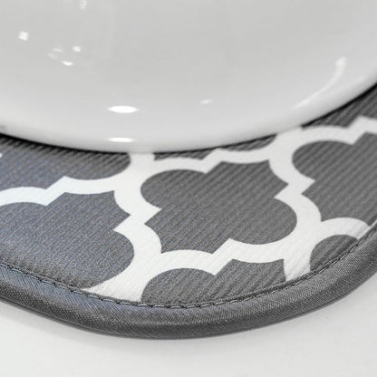 S&T INC. Dish Drying Mat 2 Pack, 16” x 18”, Absorbent Microfiber Kitchen Counter Mat, Dish Drying Pad for Dishes, Utensils, Pots and Pans, Large, Grey and Grey Trellis - Image 5