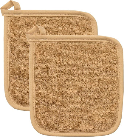 RITZ Terry Potholder & Hot Pad: Unparalleled Heat Resistant, Durable 100% Cotton – Ergonomically Designed for Optimal Grip – Easy-Care Machine Washable – 2-Pack, Straw by Ritz+Foodservice