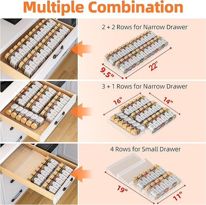 MUDEELA Clear Spice Drawer Organizer, 4 Tier (4 Packs) Spice Rack for Drawer, Expandable From 11" to 22" Kitchen Seasoning Organizers and Storage for Drawer (Jars not included) - Image 7
