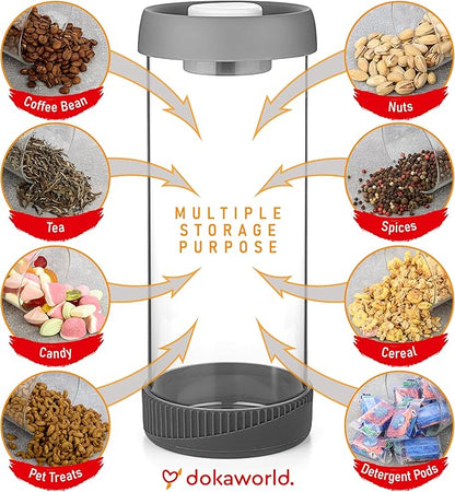 Glass Canisters Set - Kitchen Leakproof Seal Food Storage Jars - Coffee Bean Container - Pack of 5 Glass Canisters With Vacuum Airtight Lids for Cereal, Pet Treats, Nuts, Candy - Image 5