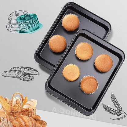 Small Cookie Sheets, Baking Pans, Nonstick Carbon Steel Baking Sheets, 2-Pack, 9.5 X 7.1 Inches (Inner 7.5 X 6) - Image 5