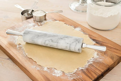 Fox Run 8648 Marble Rolling Pin and Base with Aluminum Handles, 2.5 x 17.5 x 3 inches, White - Image 4