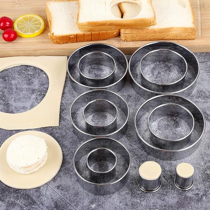 Round Cookie Cutters Set 12 Pieces Bistcuit Cookie Cutters Circle Pastry Cutters Round Donut Ring Molds for Baking for Pastries Doughs Doughnuts - Image 4
