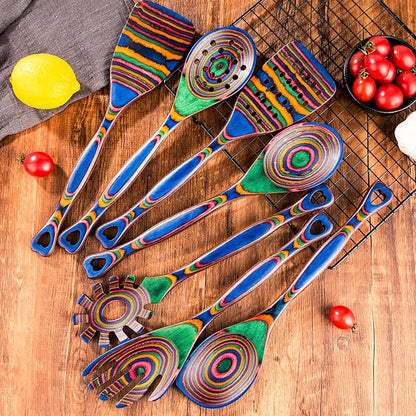 Gudamaye Pakkawood 7-Piece Wooden Cooking Utensils, Wooden Spoons for cooking, Pakkawood kitchen Utensils for Cooking, Non-Stick Spoon, Household Essentials, Heat-Resistant Spoons - Image 9