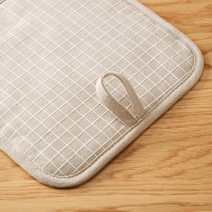 KITCHENAID Gourmet Series Gridlines Pot Holders 2-Pack Set, Heat Resistant up to 600°F, Soft Silicone Grip, Magnetic Cuff, Milkshake Tan, 8"x8" - Image 4