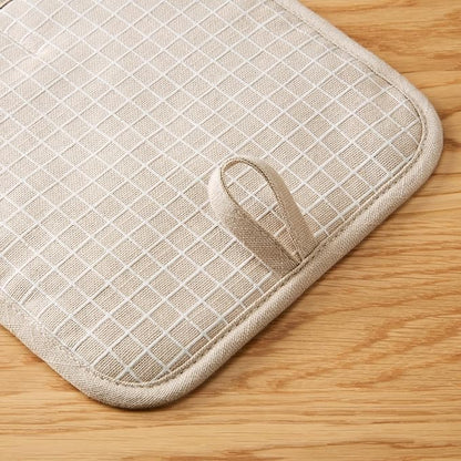 KITCHENAID Gourmet Series Gridlines Pot Holders 2-Pack Set, Heat Resistant up to 600°F, Soft Silicone Grip, Magnetic Cuff, Milkshake Tan, 8"x8" - Image 4