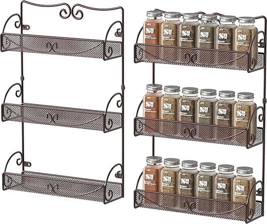 Deco Brothers 3 Tier Wall Mounted Spice Rack, 2 Pack, Bronze by DecoBrothers