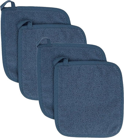 RITZ Terry Potholder & Hot Pad: Unparalleled Heat Resistant, Durable 100% Cotton – Ergonomically Designed for Optimal Grip – Easy-Care Machine Washable – 4-Pack, Midnight by Ritz+Foodservice