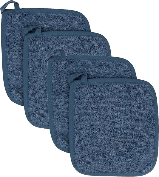 RITZ Terry Potholder & Hot Pad: Unparalleled Heat Resistant, Durable 100% Cotton – Ergonomically Designed for Optimal Grip – Easy-Care Machine Washable – 4-Pack, Midnight by Ritz+Foodservice