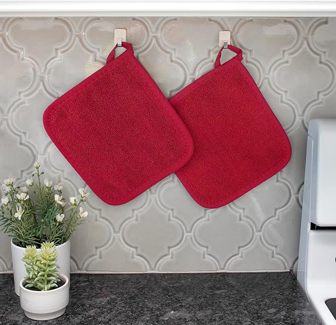 RITZ Terry Potholder & Hot Pad: Unparalleled Heat Resistant, Durable 100% Cotton – Ergonomically Designed for Optimal Grip – Easy-Care Machine Washable – 4-Pack, Paprika/Federal - Image 5