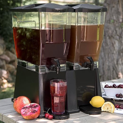 Carlisle FoodService Products Trimline Double Base Rectangular Beverage Dispensers with Spigot for Catering, Buffets, Restaurants, Polycarbonate (Pc), 2 x 3.5 Gallons, Black - Image 2