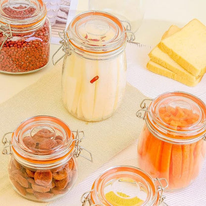 Hovico 25 oz Glass Jars With Airtight Lids And Leak Proof Rubber Gasket,Wide Mouth Mason Jars With Hinged Lids For Kitchen Canisters 750ml, Glass Storage Containers - Image 4
