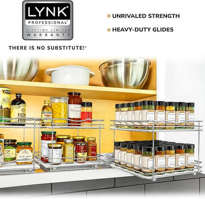 LYNK PROFESSIONAL® Pull Out Spice Organization for Cabinets - 10-3/8 inch Wide – Spice Rack for Inside Cabinets, Slide Out Spice Rack Organizer for cabinet – Pull Out Spice Rack, Sliding 2 Tier Chrome - Image 7