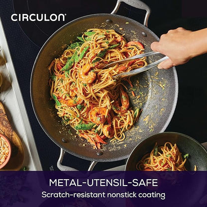 Circulon A1 Series w/ScratchDefense Nonstick Induction Wok with Lid, 14-Inch, Wok Pan with Lid, Graphite - Image 4