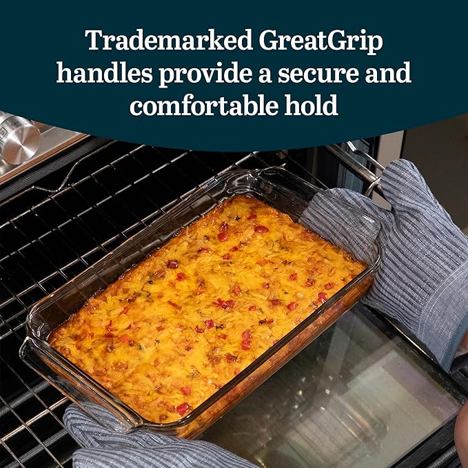 Libbey Baker’s Premium 5 Piece Glass Baking Dish Set, Stackable Casserole Dish with Lid Set, Baking Glassware for Casseroles, Lasagna, Brownies - Image 4