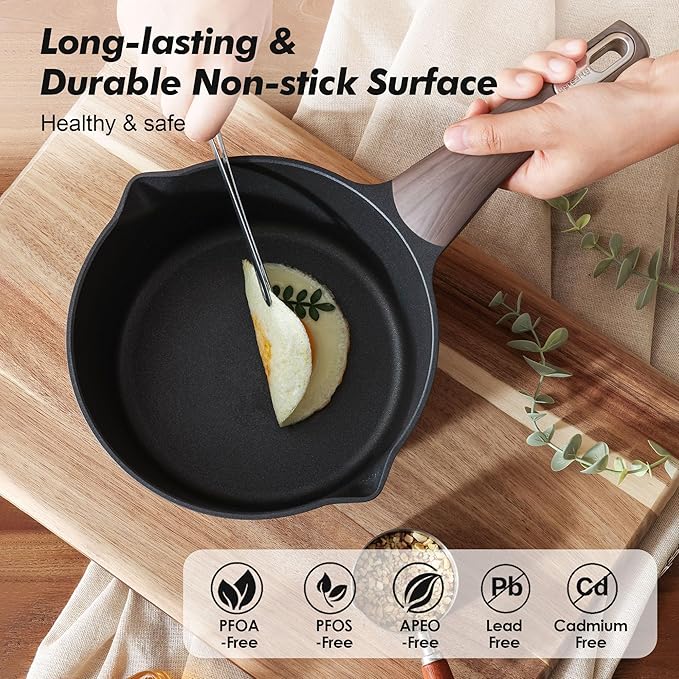 SENSARTE 2.0 & 3.0 Quart Sauce Pan Sets with Lid, Cooking Pots Set, Nonstick Saucepan Set with Pour Spout, Small Kitchen Pot, Non toxic Saucepot, Induction Comptable, Easy to Clean, PFOA Free - Image 2