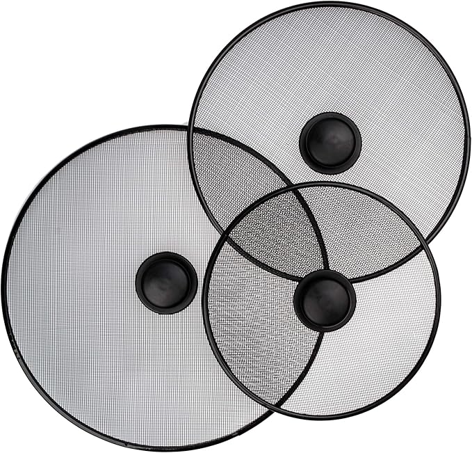 Stainless Steel Splatter Screen with Lid for Cooking - Set of 3: 8,2", 10", 11,4" - Splatter Grease Guard for Kitchen Stove - Anti Oil Splash Frying Shield by OFXDD