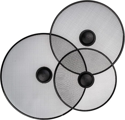 Stainless Steel Splatter Screen with Lid for Cooking - Set of 3: 8,2", 10", 11,4" - Splatter Grease Guard for Kitchen Stove - Anti Oil Splash Frying Shield by OFXDD