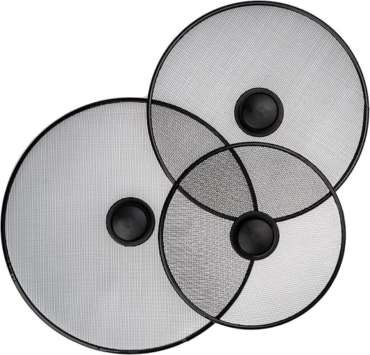 Stainless Steel Splatter Screen with Lid for Cooking - Set of 3: 8,2", 10", 11,4" - Splatter Grease Guard for Kitchen Stove - Anti Oil Splash Frying Shield by OFXDD