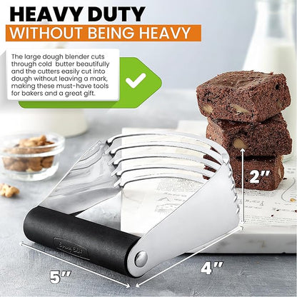 Spring Chef Large Dough Blender & Biscuit Cutter Set, Heavy Duty Stainless Steel Professional Pastry Cutter, Soft Grip, Black - Image 5
