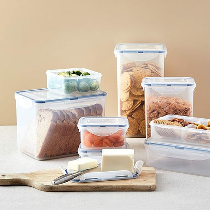 LOCK & LOCK Easy Essentials Food Storage lids/Airtight containers, BPA Free, 10 Piece - Square, Clear