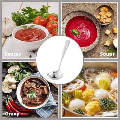 Small Ladle for Serving, 7.8 Inch 18/10 Stainless Steel Mini Gravy Ladle for Soup, Sauce and Gravy, Sturdy and Anti-corrosion, Dishwasher Safe - Image 4