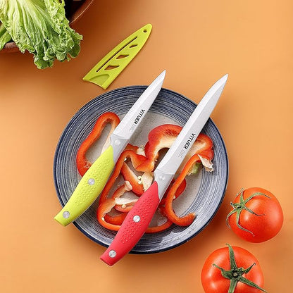 VITUER Chef Knife, 3PCS Kitchen Knife, Multicolor Stainless Steel Sharp Chef Knife Set (3Pack, Yellow, Red, Green) - Image 6