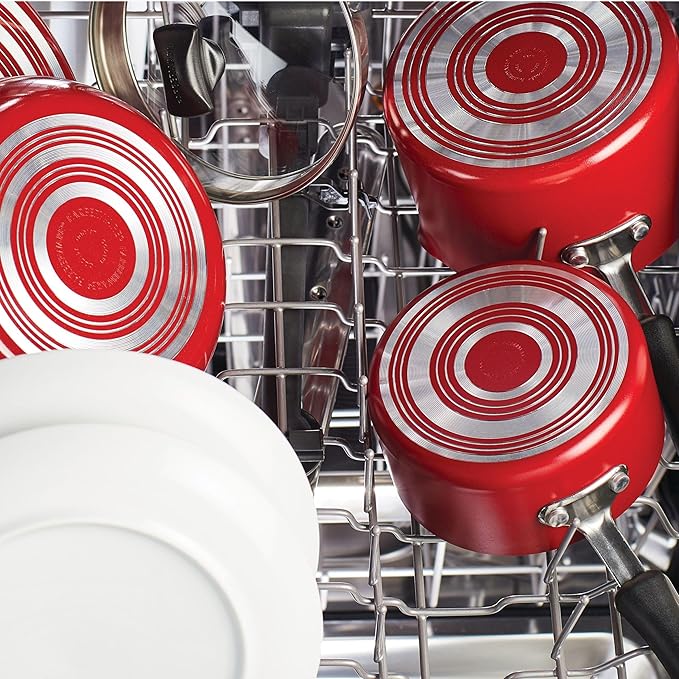 Farberware Cookstart DiamondMax Nonstick Cookware/Pots and Pans Set, Dishwasher Safe, Includes Baking Pan and Cooking Tools, 15 Piece - Red - Image 8