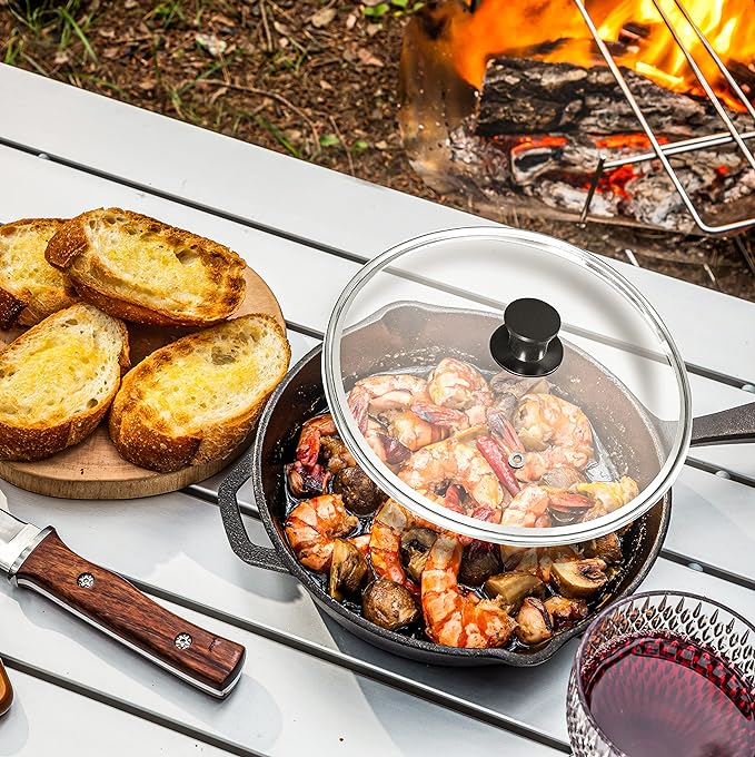 Utopia Kitchen Saute Fry Pan Pre-Seasoned Cast Iron Skillet With Lid, Frying Pan, Cast Iron Pan, Safe Grill Cookware for Indoor & Outdoor Use (1, Black, 10 Inch) - Image 6