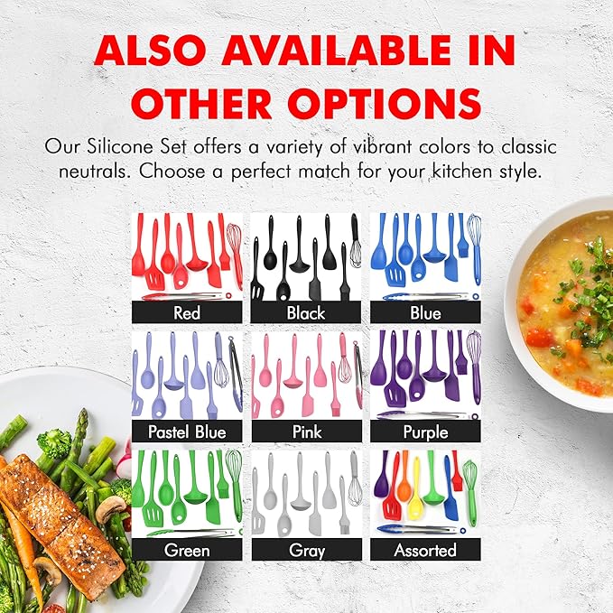 Chef Craft Premium Silicone Kitchen Tool and Utensil Set, 9 Piece, Purple - Image 6