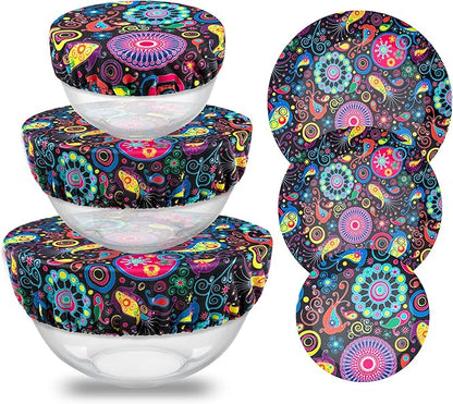 wegreeco Elastic Reusable Bowl Covers for Bread Proofing, Fabric Cloth Sourdough Bowl Covers for Proofing - Set of 3, Bloom
