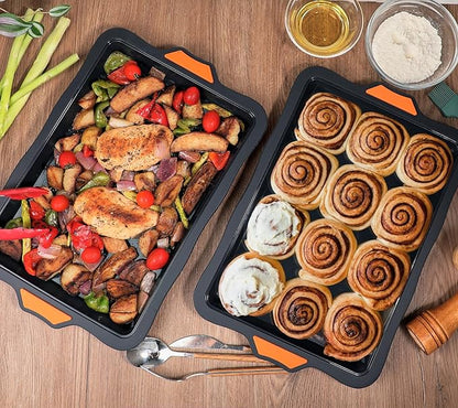Webake Silicone Quarter Sheet Cake Pan, 9x13 inch Sheet Pans for Baking, Nonstick Cookie Sheets Jelly Roll Pan, Set of 2