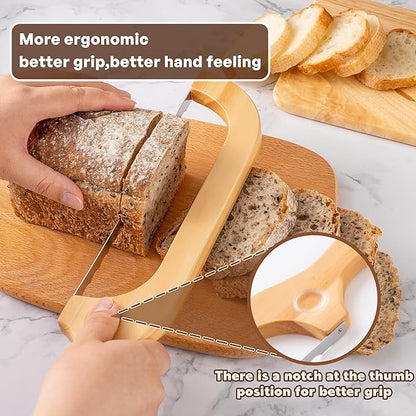 Bread Knife for Homemade Bread, 14.5" Wooden Sourdough Bread Knife, Sourdough Bread Slicer, Bow Design, Easy to Cut Into Uniform Thin Slices, Bread Saw for Cutting Sourdough Bread, Bagel, Baguette Etc