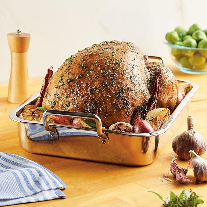 Farberware Classic Traditions Stainless Steel Roaster/Roasting Pan with Rack, 17 Inch x 12.25 Inch - Image 4