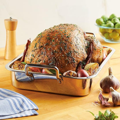 Farberware Classic Traditions Stainless Steel Roaster/Roasting Pan with Rack, 17 Inch x 12.25 Inch - Image 4