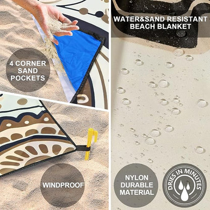 WIWIGO Beach Blanket Waterproof Sandproof Beach Mat 79" X 83"/10'x9'for 2-8 Adults Quick Drying Outdoor Picnic Mat Beach Accessories for Travel, Camping, Hiking - Image 3