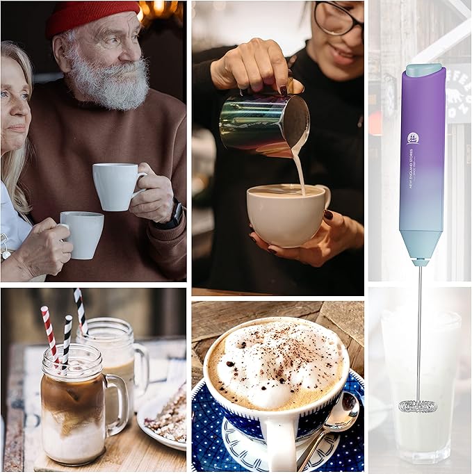 Powerful Milk Frother Handheld Foam Maker, Mini Whisk Drink Mixer for Coffee, Cappuccino, Latte, Matcha, Hot Chocolate, No Stand, North Light - Image 7