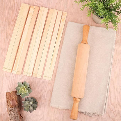 12 Pcs Pottery Tools Set, Include17in Slab Roller for Clay Pottery and 10 Pcs 5 Size Wooden Rolling Pin Guides, 1 Linen Tablecloth for Ceramic Clay Making - Image 6