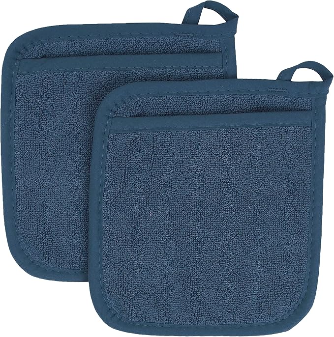 RITZ Terry Pocket Mitt & Hot Pad: Unparalleled Heat Resistant, Durable 100% Cotton – Ergonomically Designed for Optimal Grip – Easy-Care Machine Washable – 2-Pack, Midnight by Ritz+Foodservice