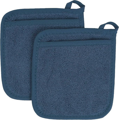 RITZ Terry Pocket Mitt & Hot Pad: Unparalleled Heat Resistant, Durable 100% Cotton – Ergonomically Designed for Optimal Grip – Easy-Care Machine Washable – 2-Pack, Midnight by Ritz+Foodservice