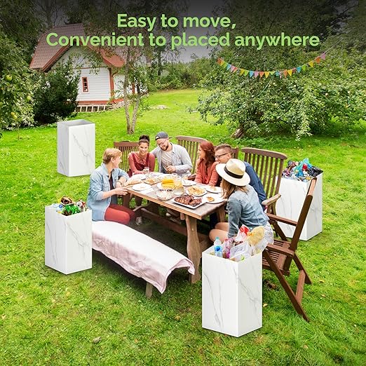 Magicheap 4 Pack Extra Large Disposable Trash Cans, Reusable Portable Garbage Can, 13 Gallon (21.6" H x 13.5" W x 10" D), Extra Thick Recycled Cardboard Portable Garbage Can and Recycling Bins,Marble